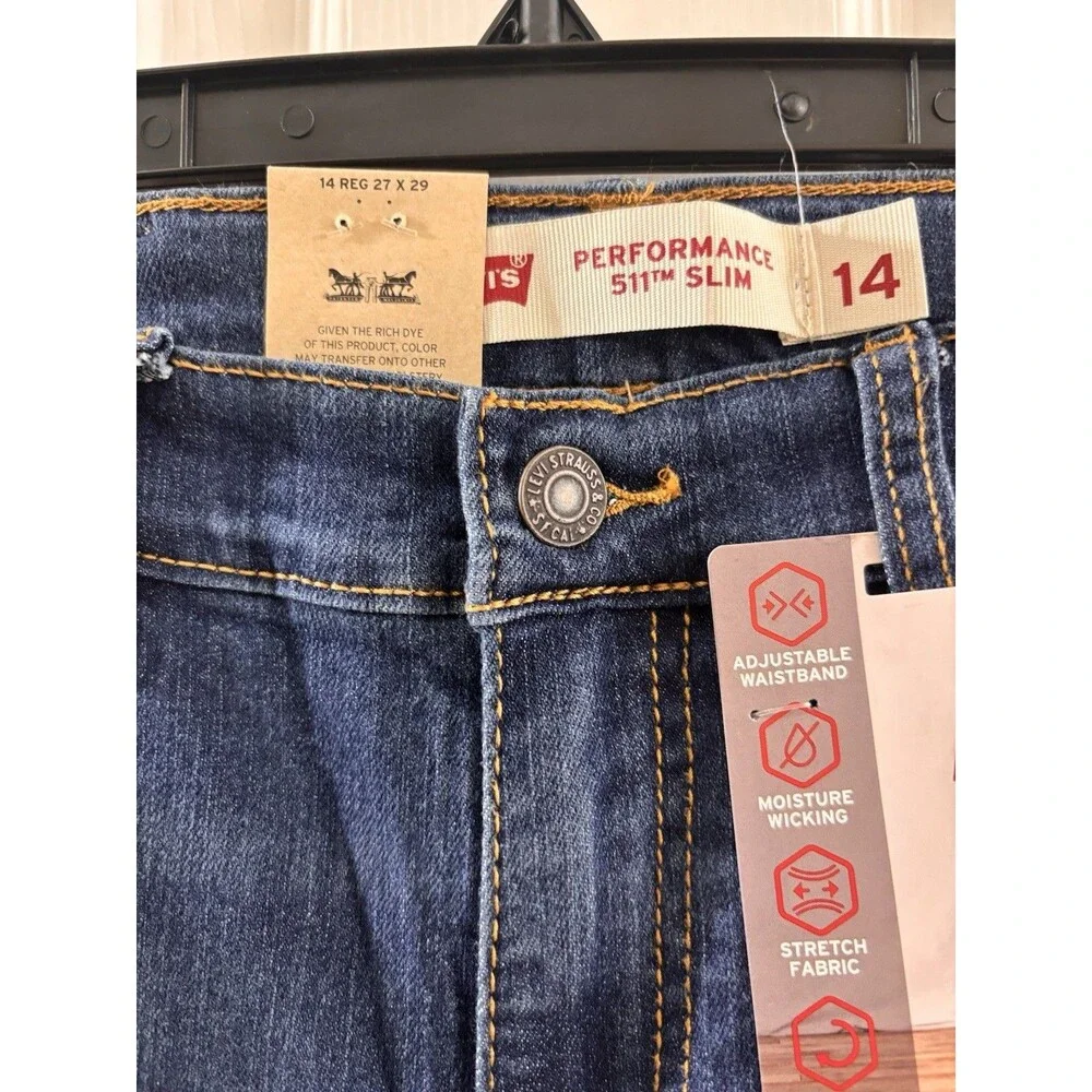 Boys Levi's 511 Slim Fit Jeans Size 14 (27x29) New With Tags